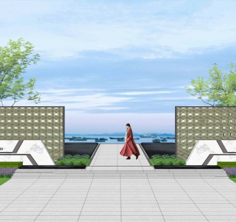 现代风格景墙SU模型下载